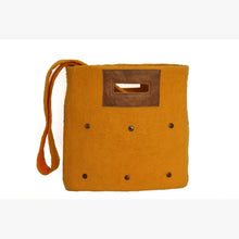 Load image into Gallery viewer, Felt and Leather Tote Bag w/ Buttons
