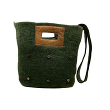 Load image into Gallery viewer, Felt and Leather Tote Bag w/ Buttons
