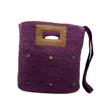 Load image into Gallery viewer, Felt and Leather Tote Bag w/ Buttons
